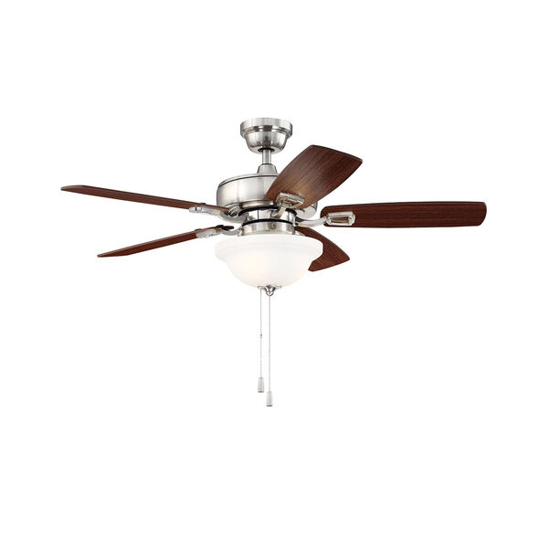 Twist N Click Brushed Polished Nickel Ceiling Fan with LED Light, image 1