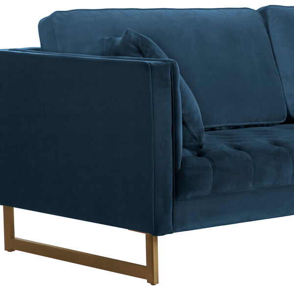 Lenox Blue Metal Antique Brass Sofa, image 4