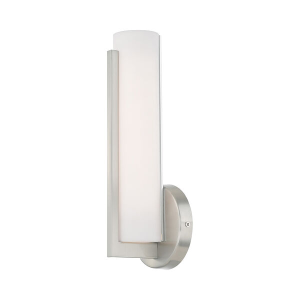 Visby Brushed Nickel 4-Inch ADA Wall Sconce with Satin White Acrylic Shade, image 5