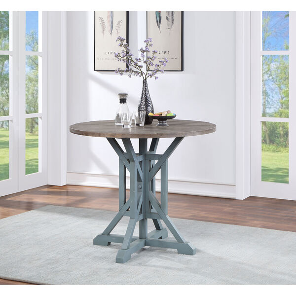 Bar Harbor Blue and Brown Round Counter Height Dining Table, image 4