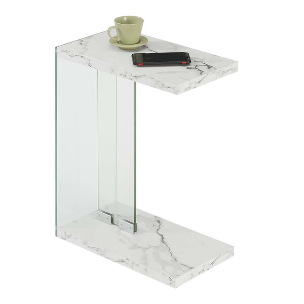 Soho C White Faux Marble 18-Inch End Table, image 2