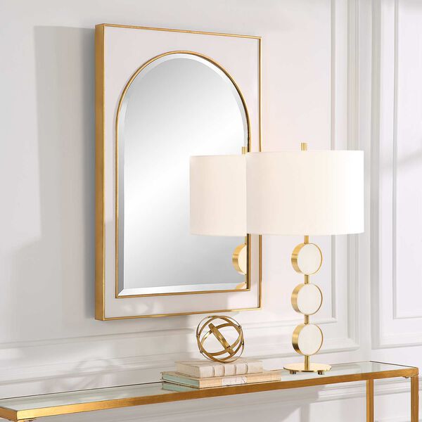 Crisanta White and Antique Gold Arch Wall Mirror, image 4