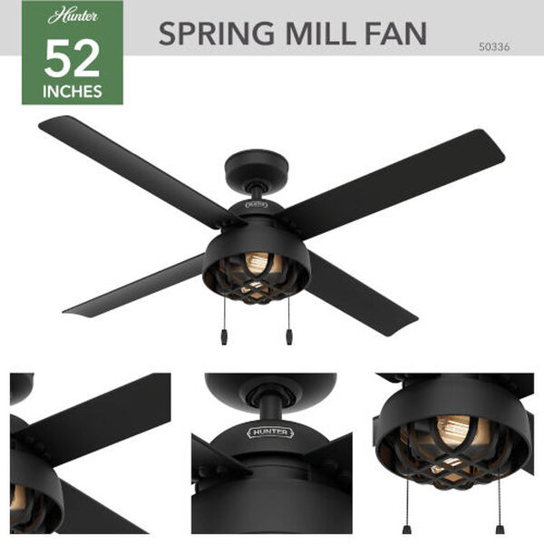 Spring Mill Matte Black 52-Inch Two-Light Ceiling Fans, image 5