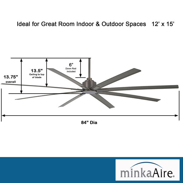 XTREME H2O Smoked Iron Outdoor Ceiling Fan, image 3