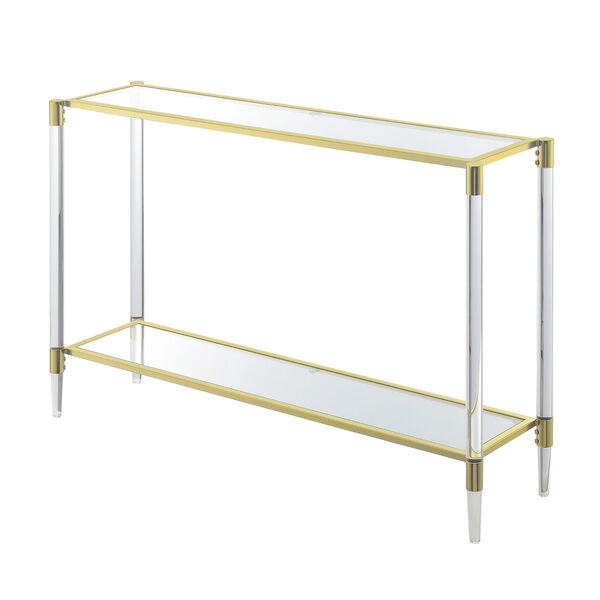 Royal Crest Gold 2-Tier Acrylic Glass Console Table, image 2