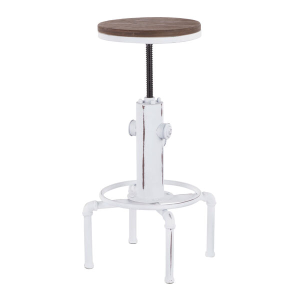 Hydra Vintage White and Brown Bar Stool with Foot Ring, image 4