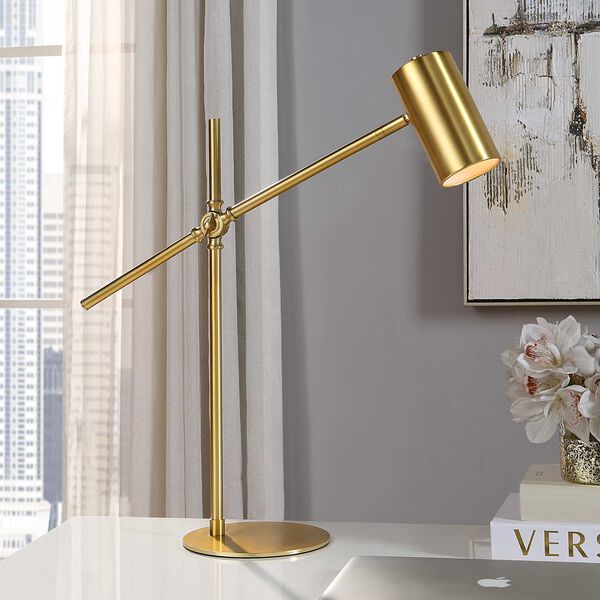 Uptown Brushed Gold One-Light Adjustable Arm Desk Lamp, image 2