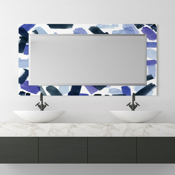 Cerulean Strokes Blue 54 x 28-Inch Rectangular Beveled Wall Mirror, image 1