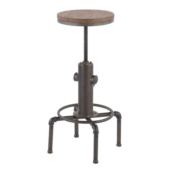 Hydra Vintage Black and Brown Bar Stool with Foot Ring, image 5