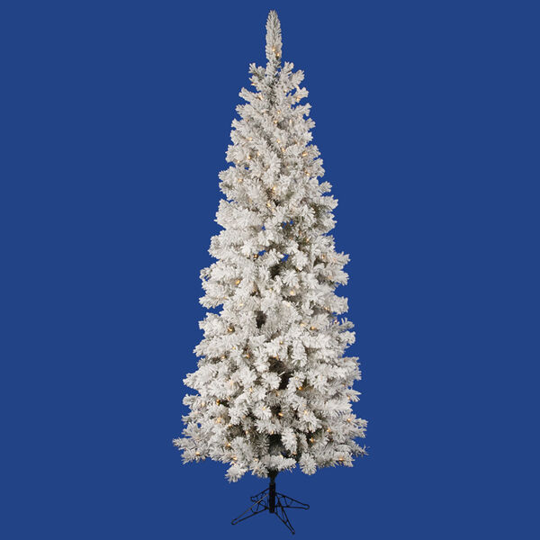 Flocked White on Green 9.5 Foot Pacific LED Christmas Tree with 400 Warm White Lights, image 1