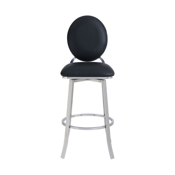 Pia Black and Stainless Steel 30-Inch Bar Stool, image 2