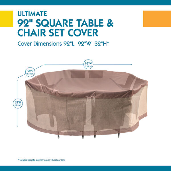 Ultimate Mocha Cappuccino 92 In. Square Patio Table with Chairs Cover, image 3