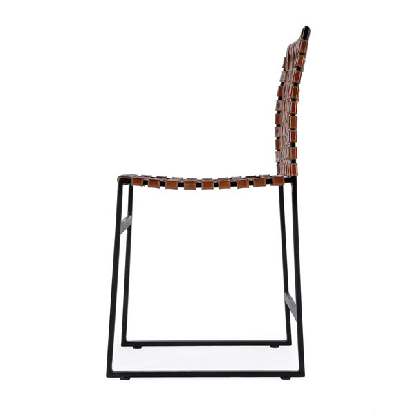 Urban Brown Woven Leather Side Chair, image 6