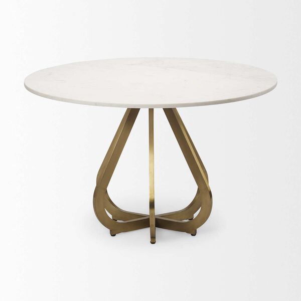 Laurent Marble Top Gold Metal Base Dining Table, image 4