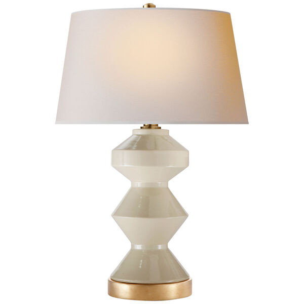 Weller Zig-Zag Table Lamp in Coconut with Natural Paper Shade by Chapman and Myers, image 1