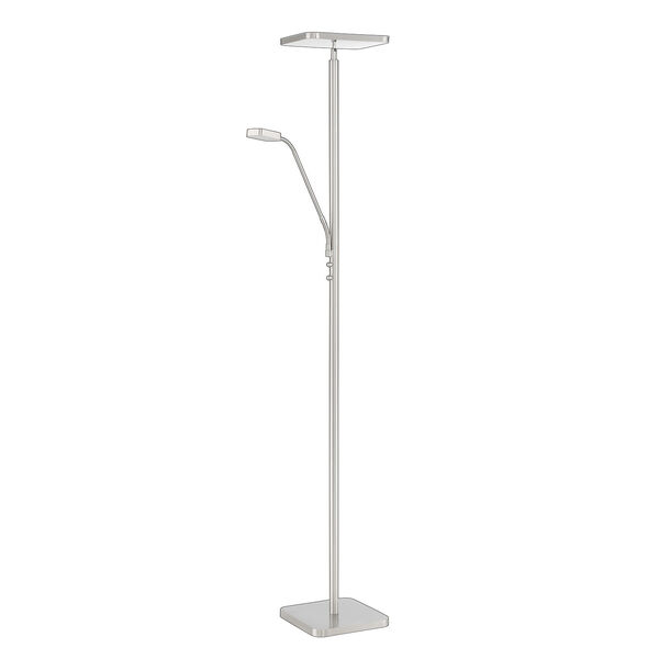 Ella Satin nickel Integrated LED Torchiere Floor Lamp with Reading Light, image 2