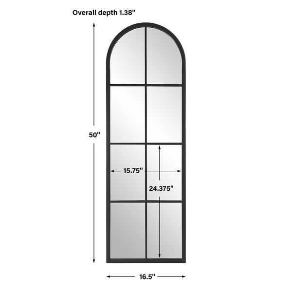 Amiel Satin Black 17-Inch x 50-Inch Arch Window Mirror, image 4