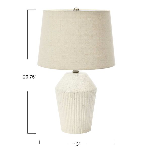 White One-Light 13-Inch Stoneware Round Desk Lamp, image 5