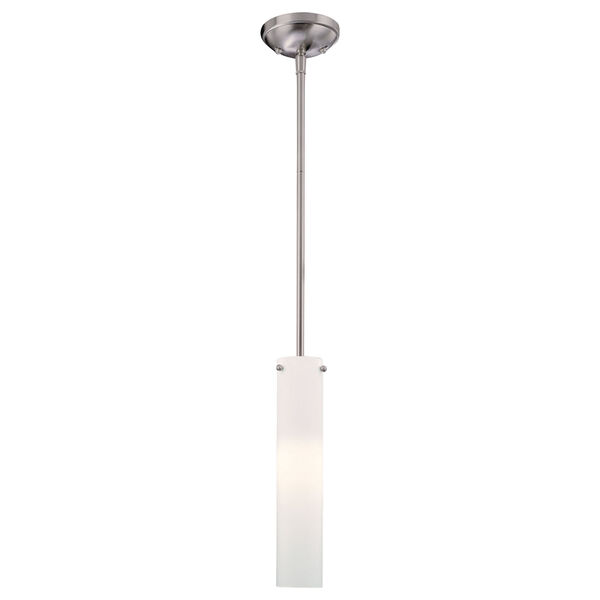 Brushed Nickel One-Light Mini Pendant with Etched Opal Glass, image 1