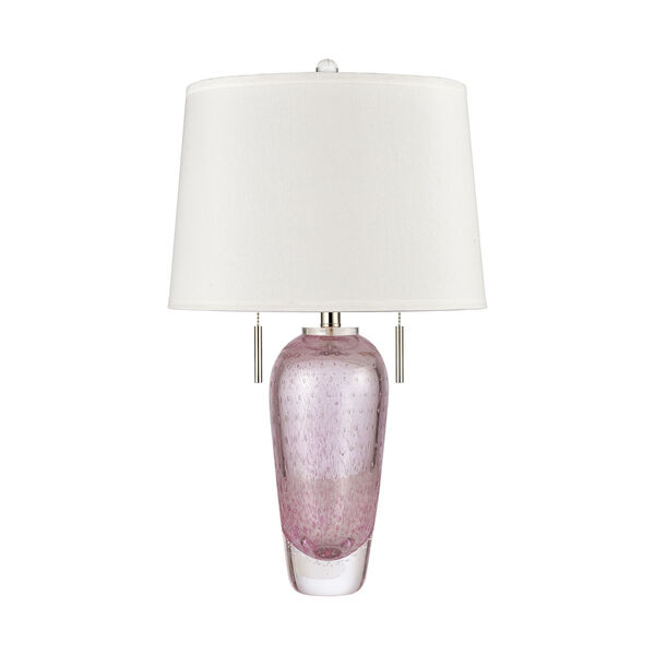 Raegan Pink Art Glass and Polished Nickel One-Light Table Lamp, image 2