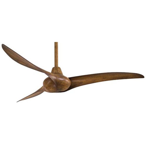 Wave 52-Inch Ceiling Fan with Three Blades in Distressed Koa Finish, image 1
