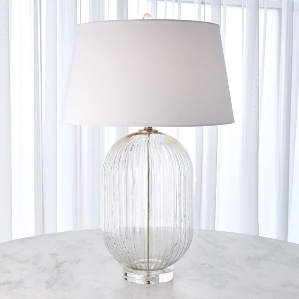Clear Glass Ribbed Barrel Table Lamp, image 1
