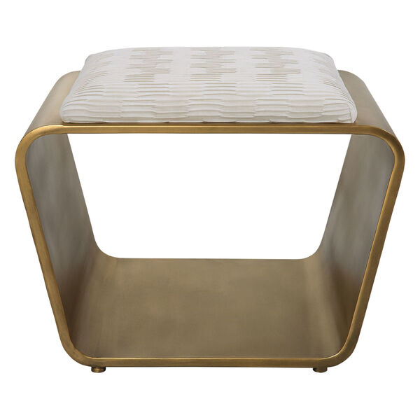 Hoop Off White and Antique Gold Small Bench, image 1