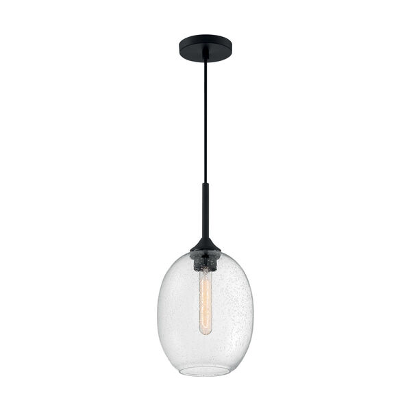 Aria Matte Black 17-Inch One-Light Pendant with Clear Seeded Glass, image 4
