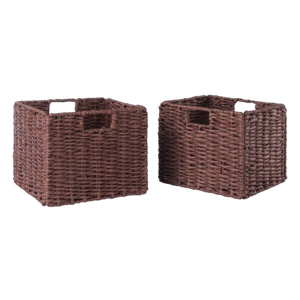 Tessa Walnut Foldable Woven Rope Basket, Set of 2, image 1