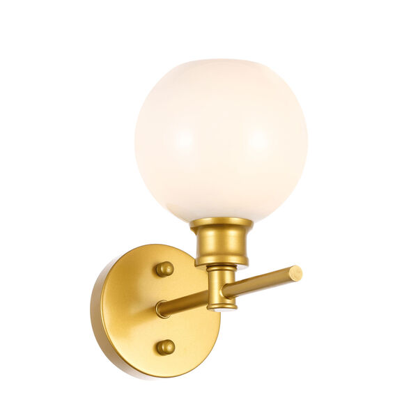 Collier Brass Six-Inch One-Light Bath Vanity with Frosted White Glass, image 6