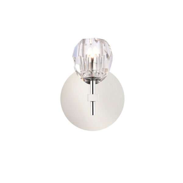 Eren Chrome One-Light Wall Sconce with Royal Cut Clear Crystal, image 1