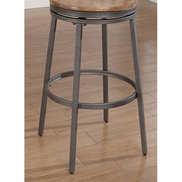 Stockton Slate Grey Backless Counter Stool with Golden Oak Seat, image 3