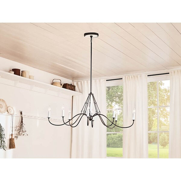 Homestead Anvil Iron and White Eight-Light Chandelier, image 4
