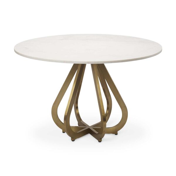 Laurent Marble Top Gold Metal Base Dining Table, image 1