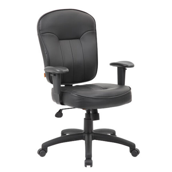 Black LeatherPlus Adjustable Arms Task Chair, image 1