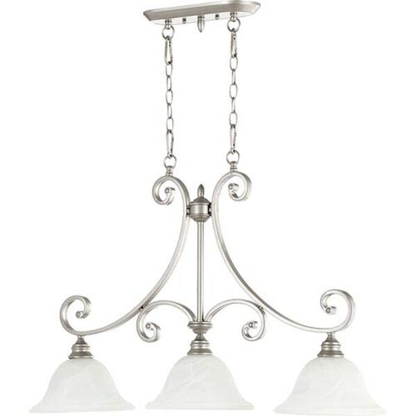Bryant Classic Nickel Three Light Island Light with Faux Alabaster Glass, image 1
