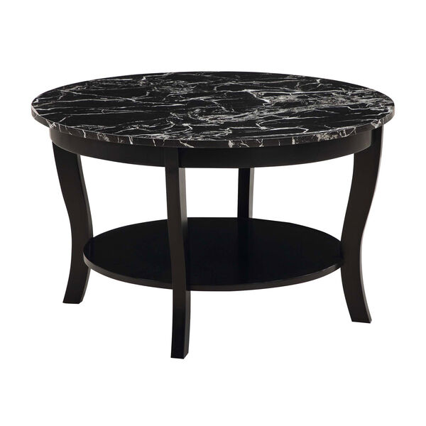 American Heritage Black Round Coffee Table with Shelf, image 1