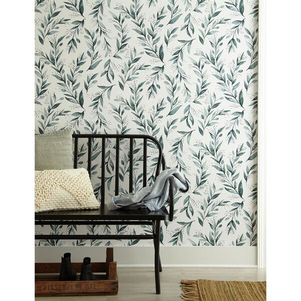 Magnolia Home Teal Branch Peel and Stick Wallpaper – SAMPLE SWATCH ONLY, image 1