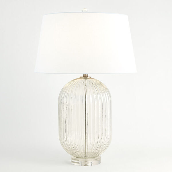 Clear Glass Ribbed Barrel Table Lamp, image 2