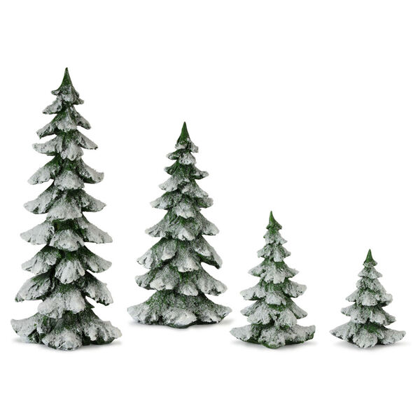 Green Resin Tree Tabletop Décor, Set of 4, image 1