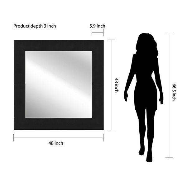 Shagreen Black 48 x 48-Inch Beveled Wall Mirror, image 4