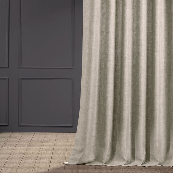 Italian Faux Linen Taupe Gray 50 in W x 96 in H Single Panel Curtain, image 6