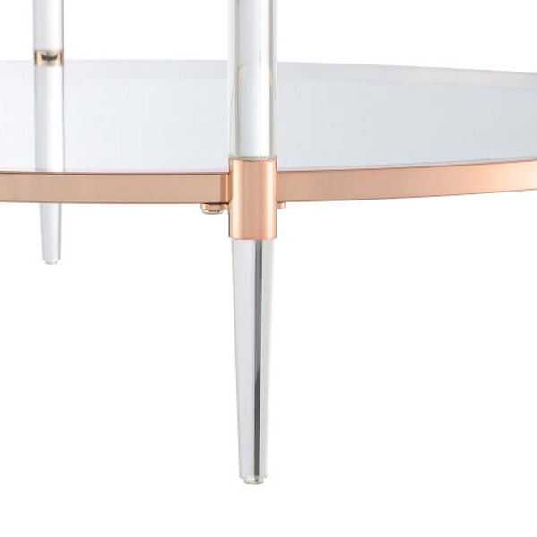 Royal Crest Rose Gold 2-Tier Acrylic Glass Coffee Table, image 6