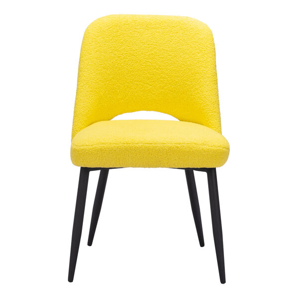 Teddy Yellow and Matte Black Dining Chair, image 3