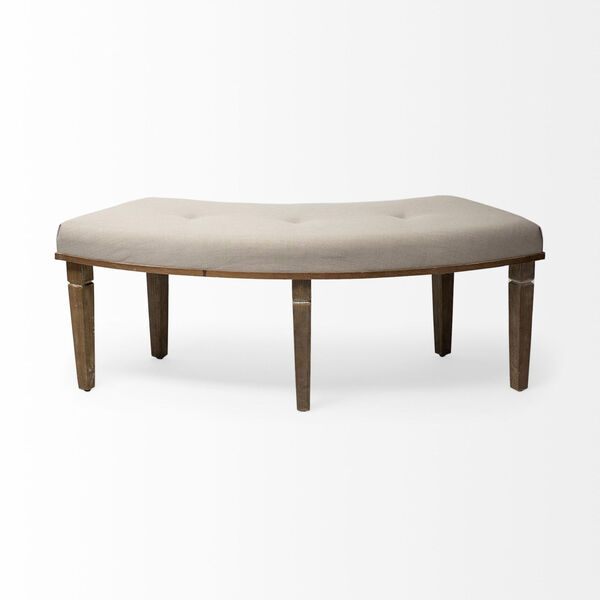 Aponas Beige Curved Upholstered Wooden Dining Bench, image 5