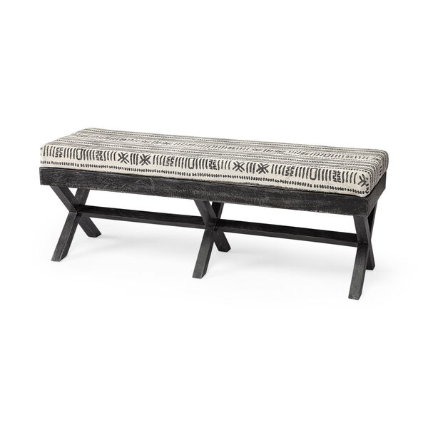 Solis Dark Brown and Gray Patterned Upholstered Bench, image 1