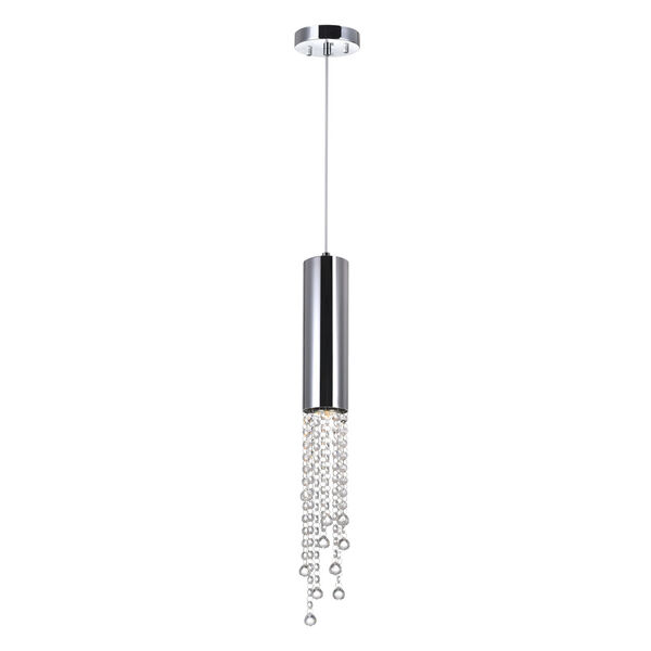 Extended Chrome One-Light Mini Pendant with K9 Clear Crystal, image 1