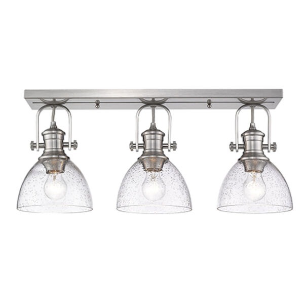 Austin Pewter Three-Light Semi-Flush Mount with Seeded Glass, image 3