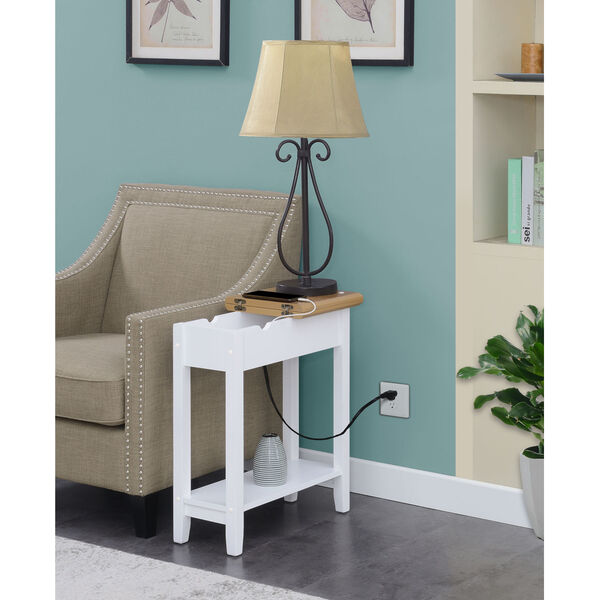 American Heritage Driftwood and White Flip Top End Table with Charging Station, image 6