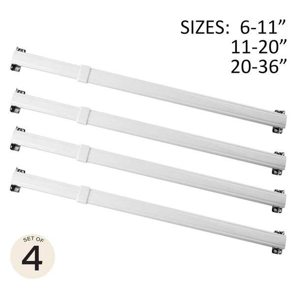 White 20-36 Inch Flat Sash Rod, Set of 4, image 1